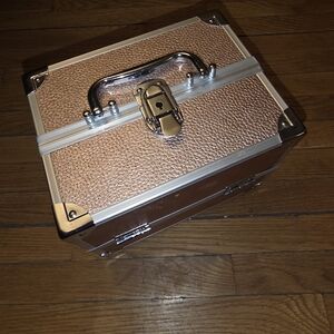 Pink Metal Make Up/ Nail care box  8.5x6.25x8.5 inch Approx. With Key